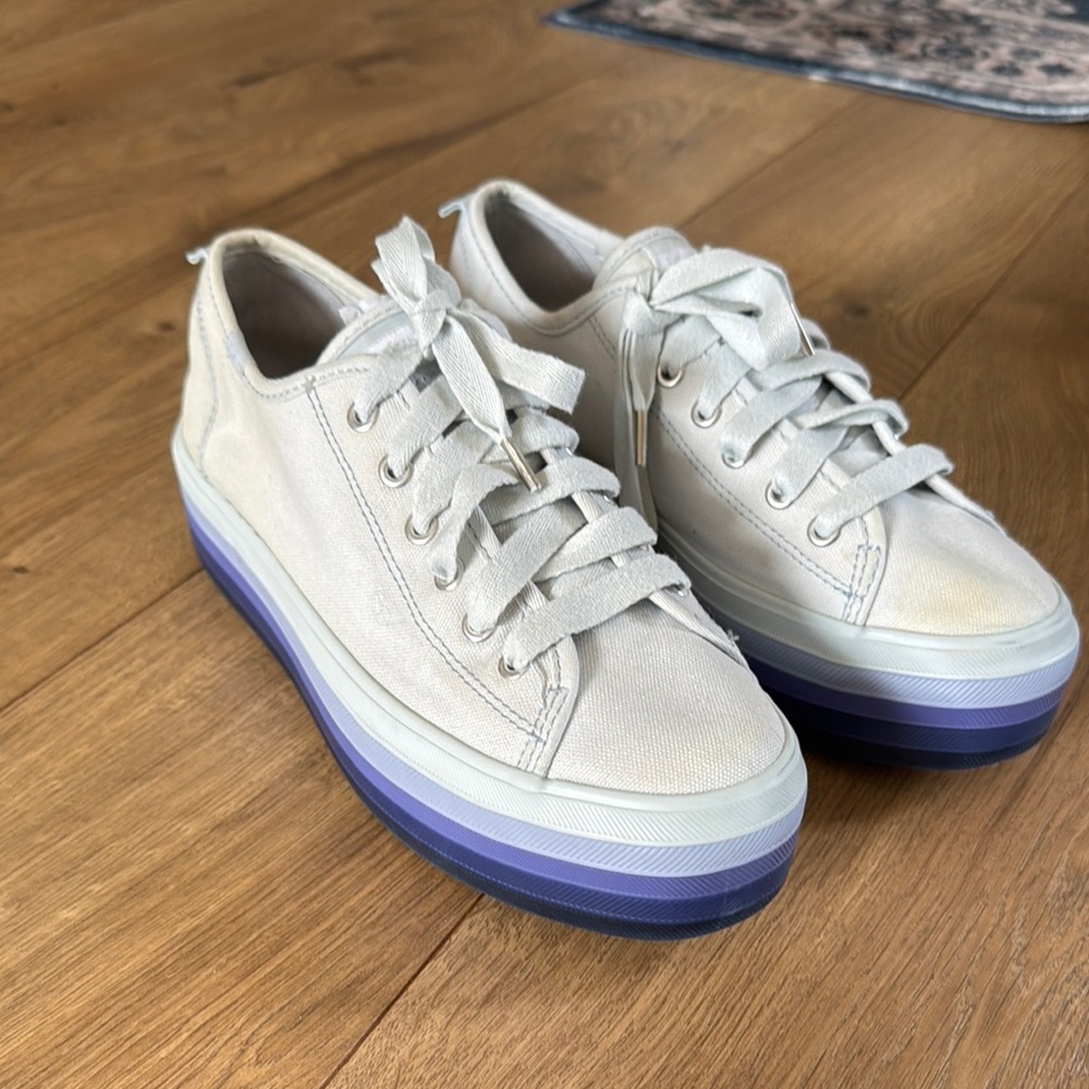 Keds Sneakers with Textured Fabric and Lace-Up Design